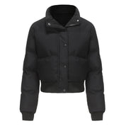 Elegant Warm Cotton Padded Short Coat Black Short Coat