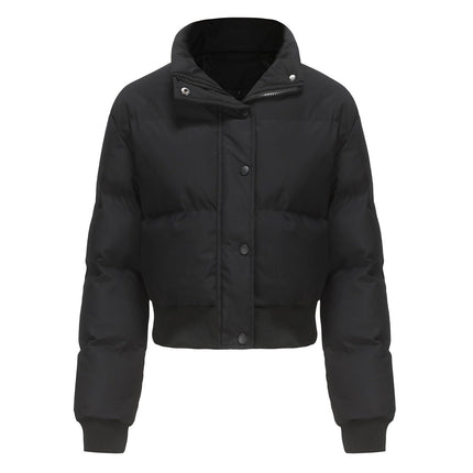 Elegant Warm Cotton Padded Short Coat Black Short Coat