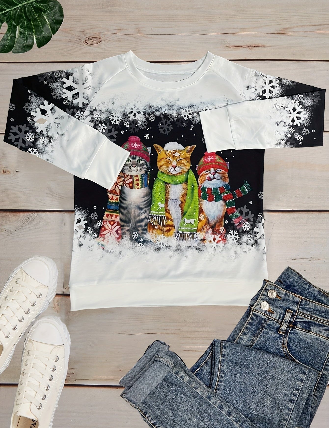 Cat Print Winter Sweatshirt - OKOHOKO™ FASHION