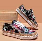 Santorini | Orthopedic Floral Shoes Exotic Black Shoes