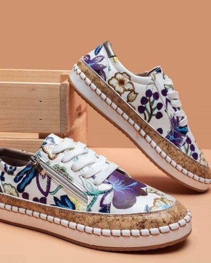 Santorini | Orthopedic Floral Shoes Floral Blue Shoes