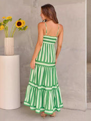 Women's Striped Suspender Maxi Dress Dress