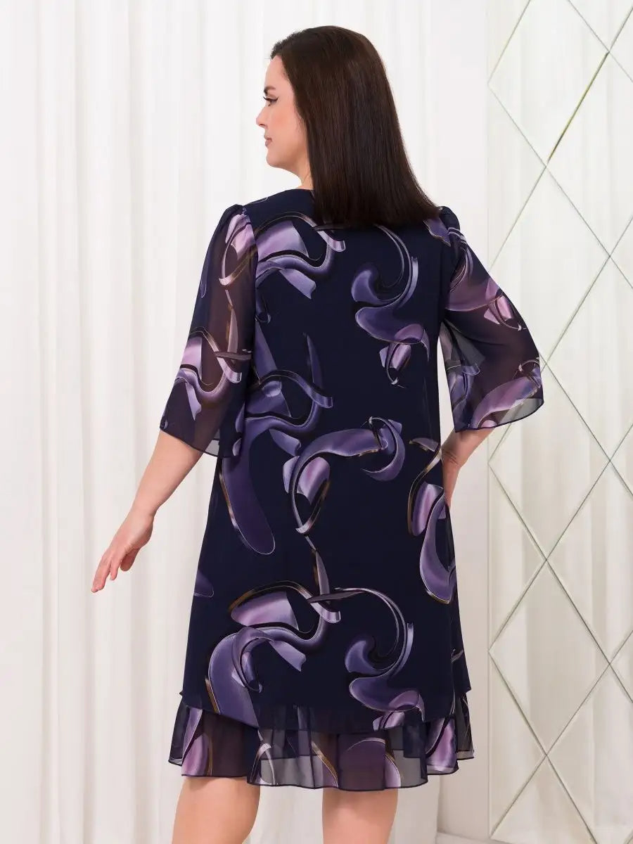 Emma- Midnight Swirl Chiffon Dress DRESS