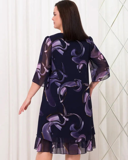 Emma- Midnight Swirl Chiffon Dress DRESS