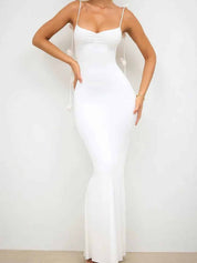 Decor Cami Backless Fitted Maxi Dresses White Dresses