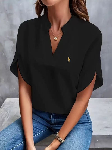 Women's Ralph Lauren Classic V-Neck T-Shirt Black Women Tops