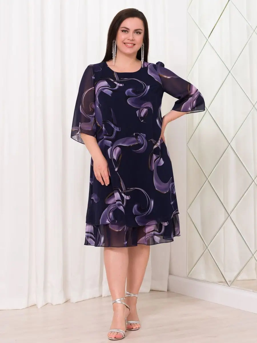 Emma- Midnight Swirl Chiffon Dress DRESS