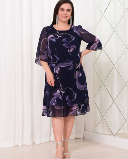 Emma- Midnight Swirl Chiffon Dress DRESS