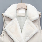 Elegant Layering Vest – Faux-Fur Collar Puffer Women's Jacket