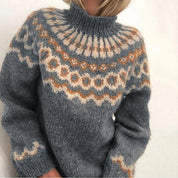Olivia | The chunky knit polo shirt Grey Isländsk tröjsamling - damer