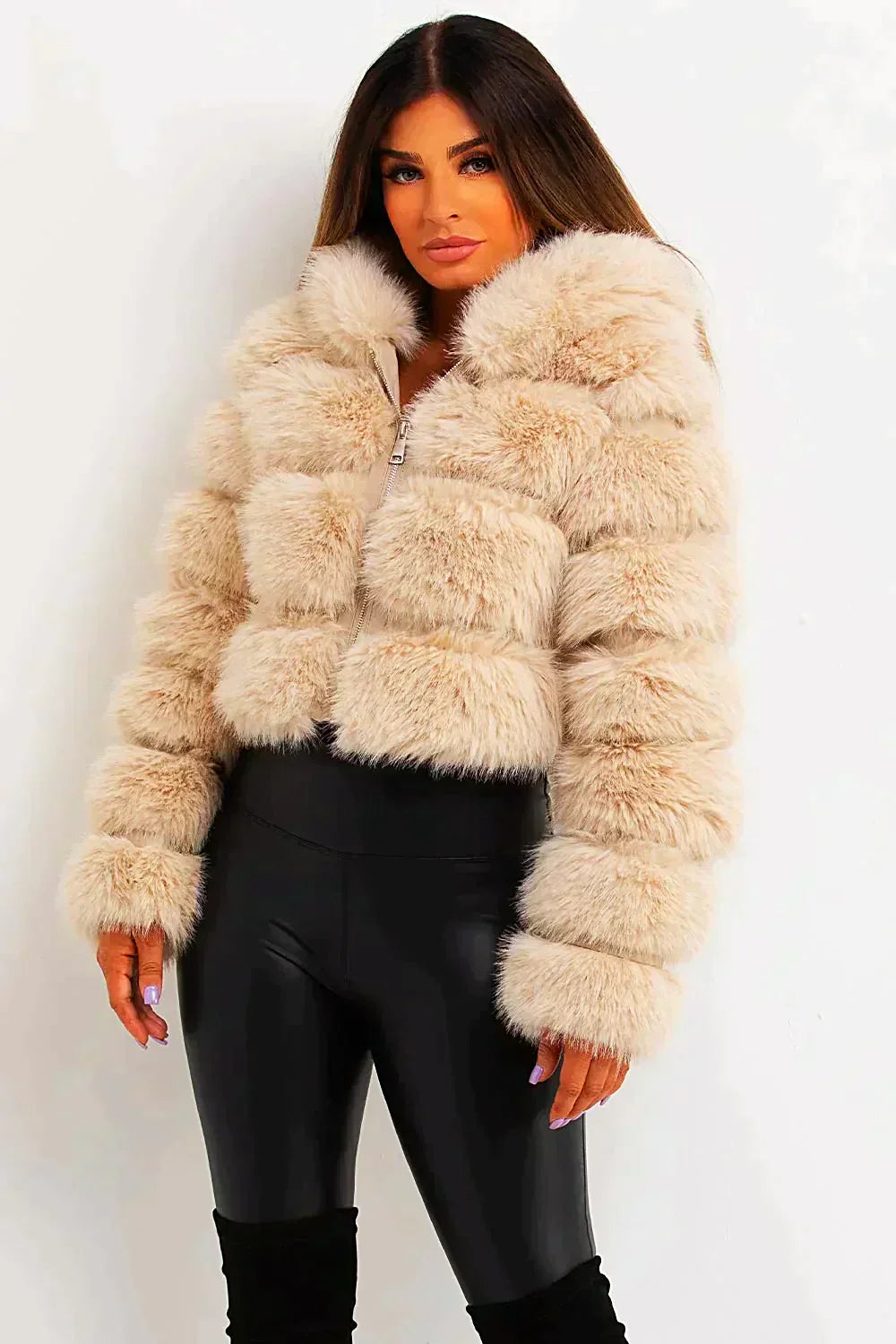 Fluffy Short Faux Fur Coat Fox Fur Coat