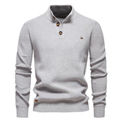 Men’s Zipper Stand Collar Knitted Sweater SW833 light gray Men - Main - Winter