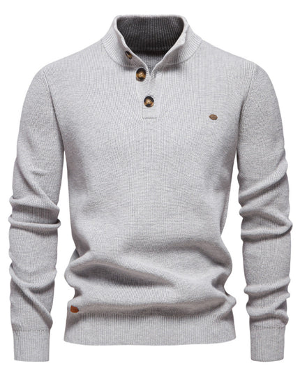 Men’s Zipper Stand Collar Knitted Sweater SW833 light gray Men - Main - Winter