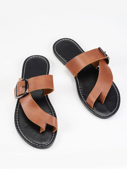 Women's Summer Buckle Toe Clip Sandals Light Brown Sandals