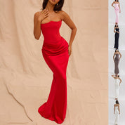 Elegant Strapless Backless Maxi Dress Dresses