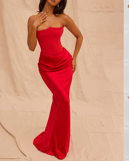 Elegant Strapless Backless Maxi Dress Dresses