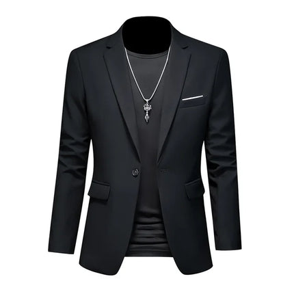 Men's Stylish Single-Breasted Blazer Black Blazer