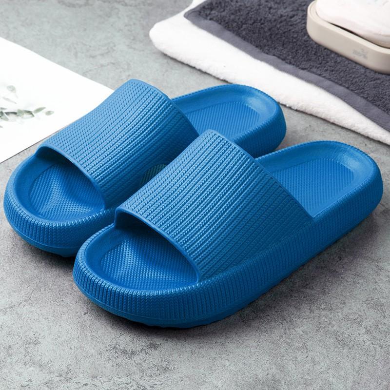 Plush Paradise Slides Blue Shoes