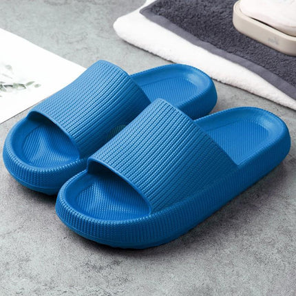 Plush Paradise Slides Blue Shoes