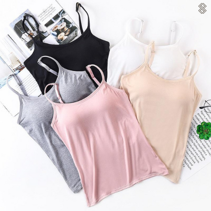Women's Seamless Tank Top with Built-In Bra Bra