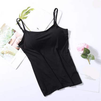 Women's Seamless Tank Top with Built-In Bra Schwarz Bra