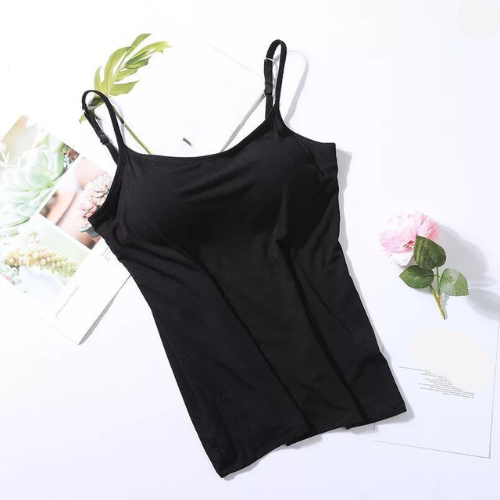 Women's Seamless Tank Top with Built-In Bra Schwarz Bra