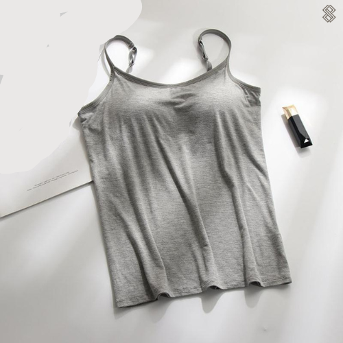 Women's Seamless Tank Top with Built-In Bra Grau Bra