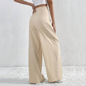 Summer New Solid Color Pleated Casual Wide-leg Pants Loose Casual Women's Commuting Versatile Style Comfortable TrousersS