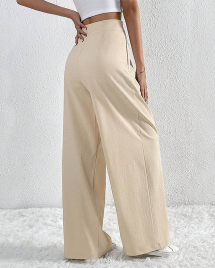 Summer New Solid Color Pleated Casual Wide-leg Pants Loose Casual Women's Commuting Versatile Style Comfortable TrousersS