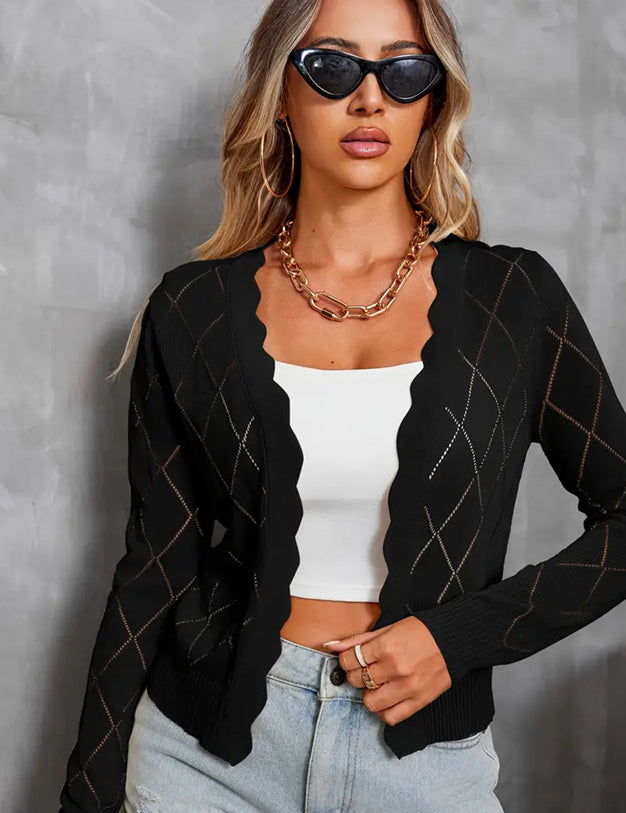 Women’s Cold‑Themed Cardigan Top Black Cardigans