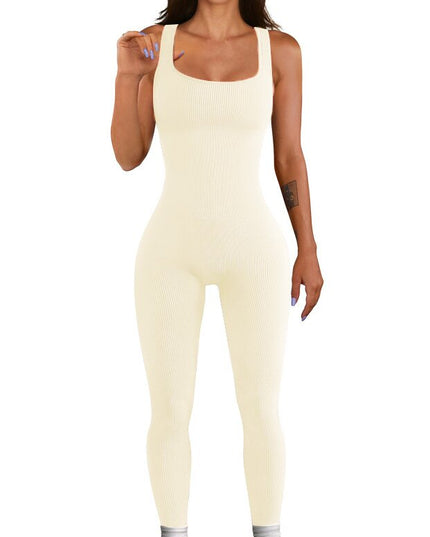 Women's Suspender Tank Top Tights Beige