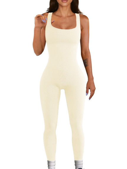 Women's Suspender Tank Top & Tights Set Beige Women's Tops