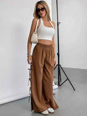 Side Tie Wide Leg Pants