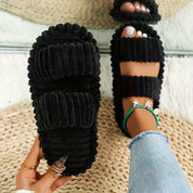 Plush Soft Slippers – Cozy Non‑Slip Home Footwear Black Slippers