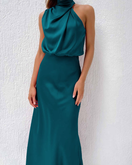 Elegant Sleeveless Summer Evening Party Dress Lake Blue Dresses