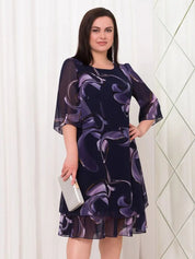 Emma- Midnight Swirl Chiffon Dress DRESS