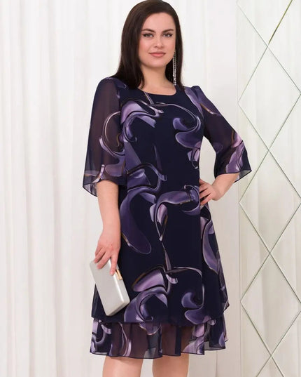 Emma- Midnight Swirl Chiffon Dress DRESS