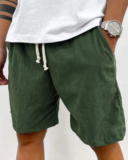 Men’s Corduroy Drawstring Shorts Green Men Shorts