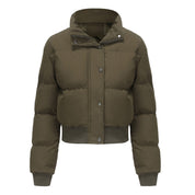 Elegant Warm Cotton Padded Short Coat Army green Short Coat
