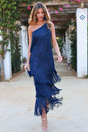 Ember | Elegant half shoulder dress Blue Dresses