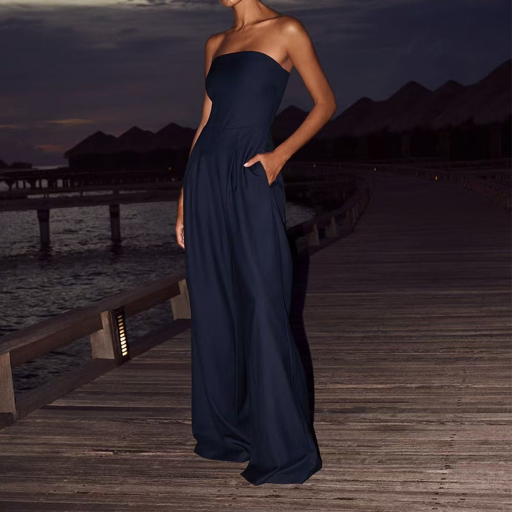 Backless Tube Top Wide-Leg Jumpsuit Jumpsuits