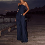 Backless Tube Top Wide-Leg Jumpsuit Jumpsuits