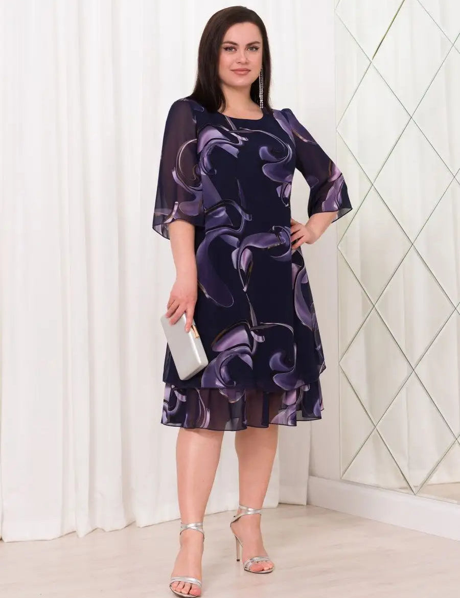Emma- Midnight Swirl Chiffon Dress DRESS