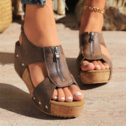 Women's Summer Zipper Wedge Sandals Sandals