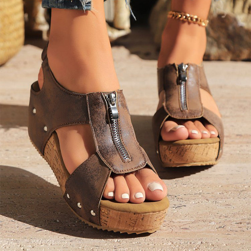 Women's Summer Zipper Wedge Sandals Sandals