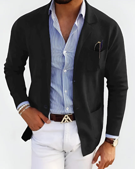Breathable Summer Knit Blazer Black Blazer