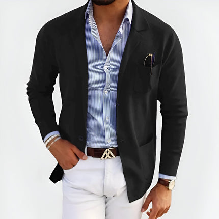 Breathable Summer Knit Blazer Black Blazer
