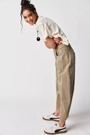 High-Stretch Mid-Rise Barrel Jeans Women Pants
