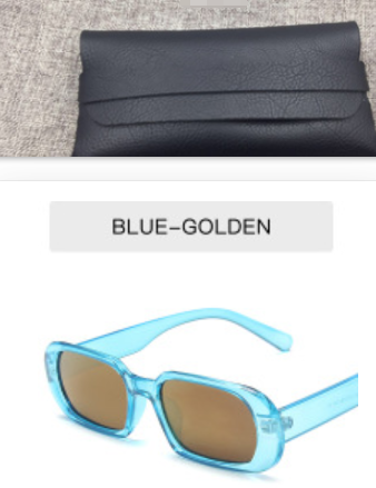 Retro Candy Color Small Frame Sunglasses With glasses bag Blue Tyrant Gold Sunglasses