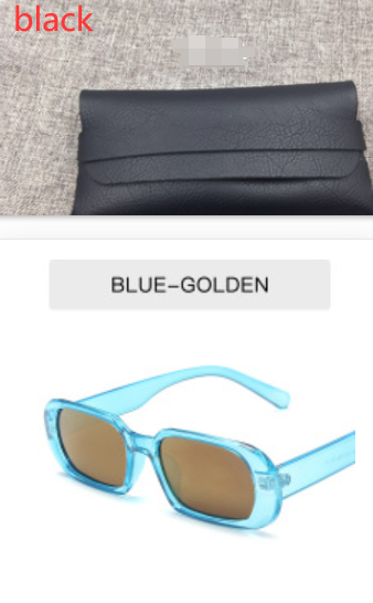 Retro Candy Color Small Frame Sunglasses With glasses bag Blue Tyrant Gold Sunglasses